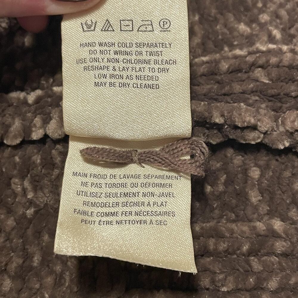 Moth Sweater Womens Small Brown Chenille Open Front Cardigan Cozy Ribbed Pockets - Picture 6 of 9